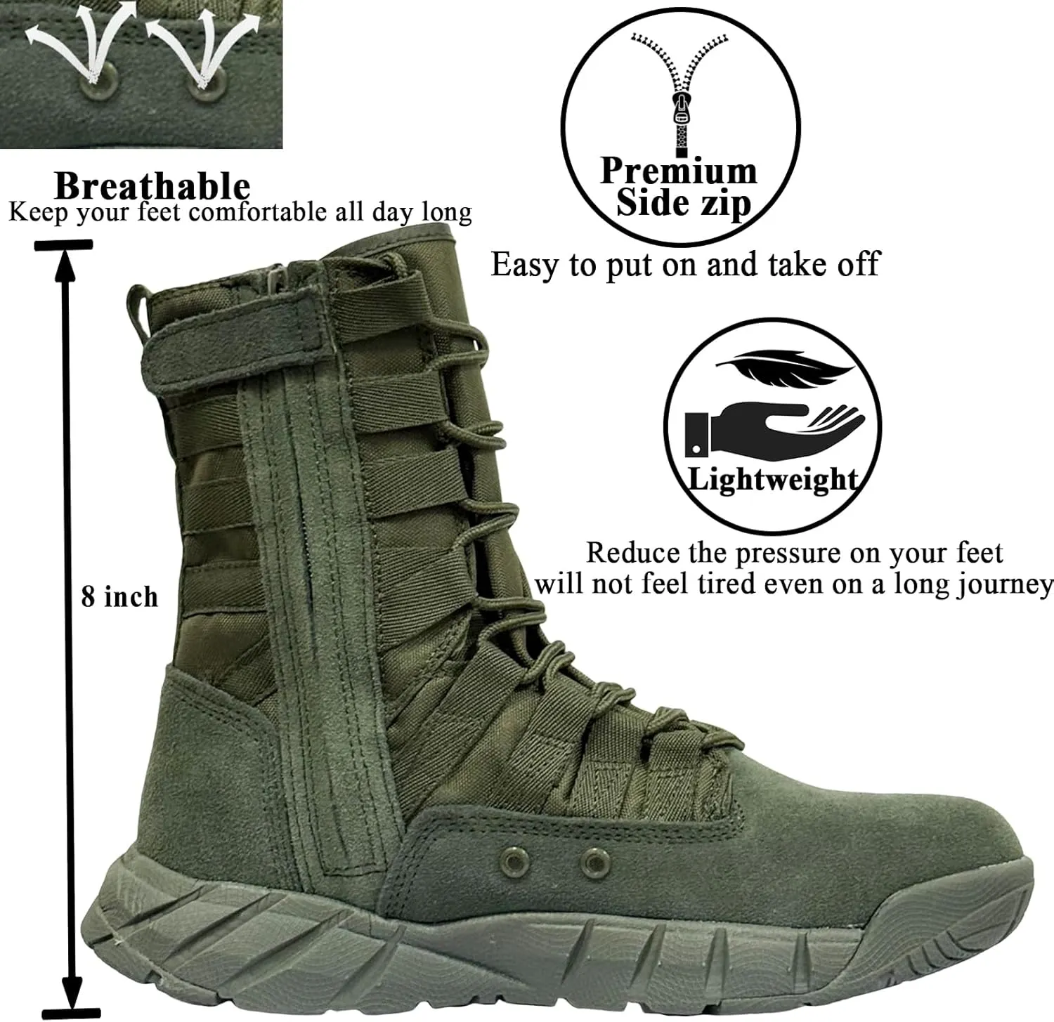 Lightweight Military Tactical Combat Boots Men Outdoor Hiking Desert Army Boots Breathable Male Jungle Shoes Man Side Zipper