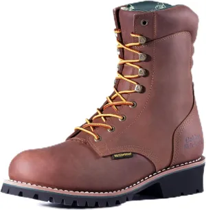 Logger boots for men Waterproof Composite Toe 9" height Crazy Hourse Leather Slip and Oil Resistant Leather Welt Logger Boots G81594
