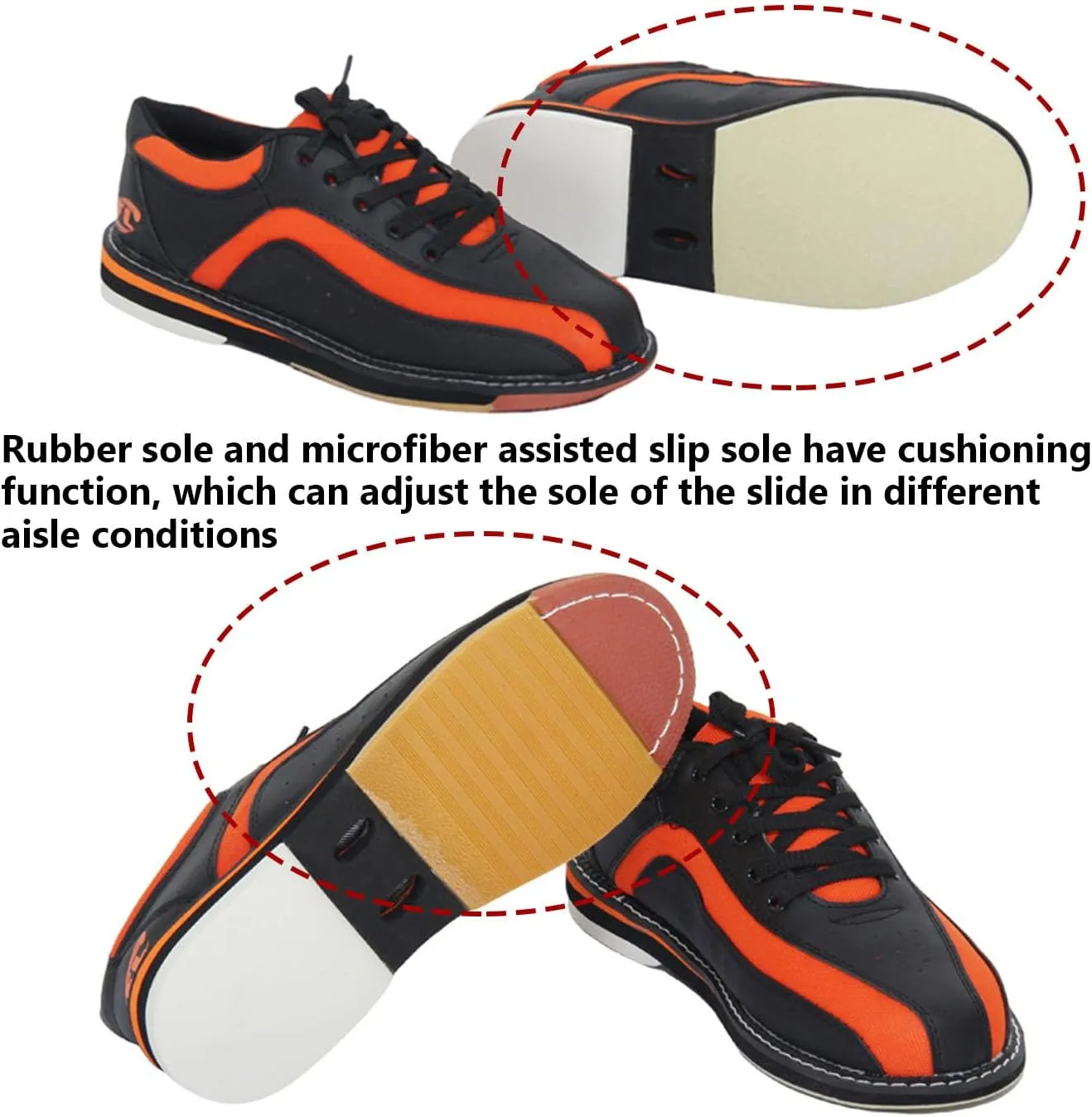 Men Women Professional Bowling Shoes Mesh Lightweight Sneakers Sliding Sole Bowling Shoes for Bowling Stadium
