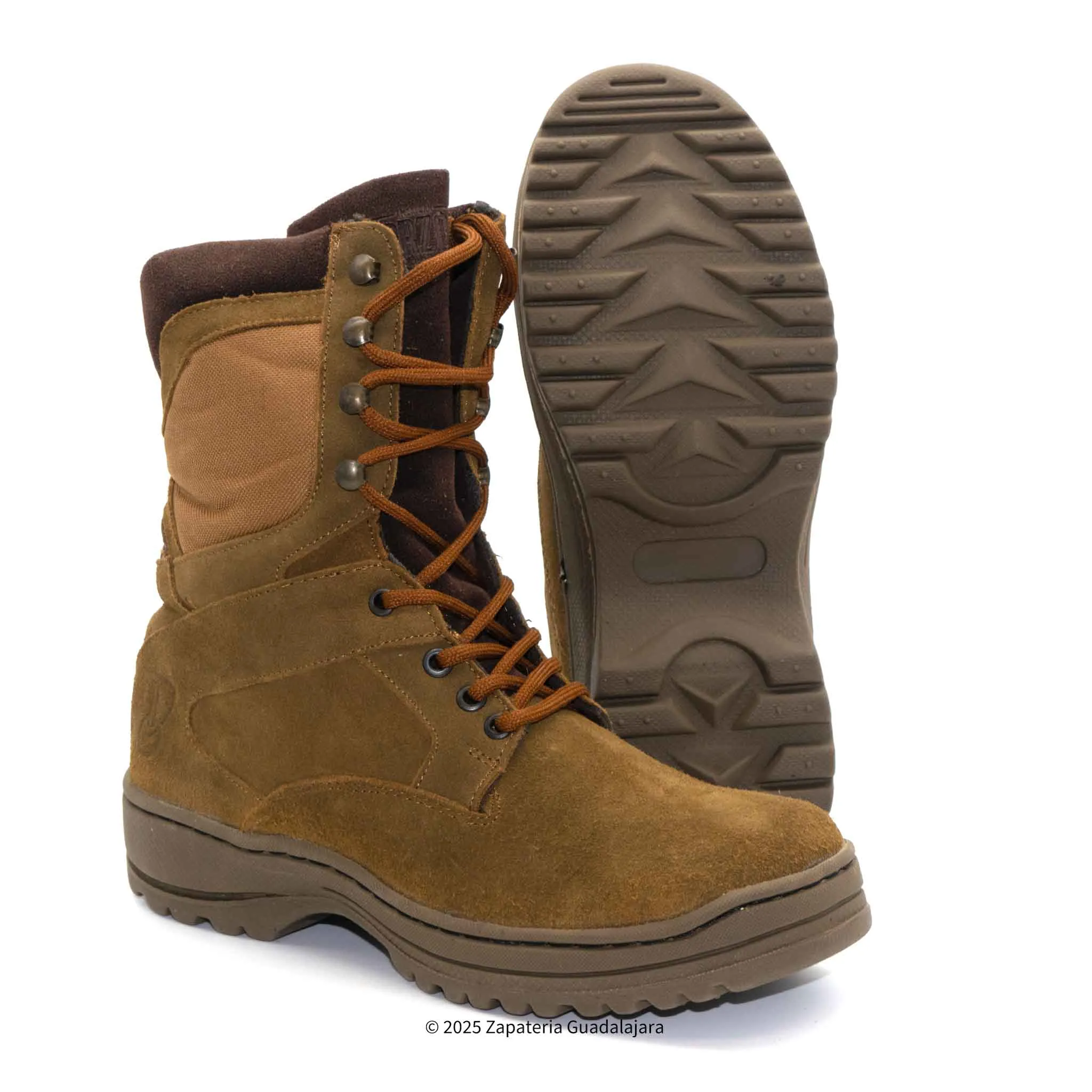MEN'S 8 TACTICAL WATER RESISTANT NON SLIP BROWN SUEDE LEATHER WORK BOOT -1960