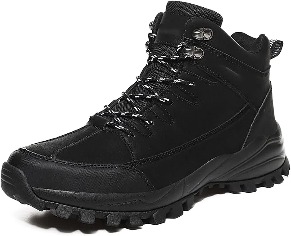 Mens Boots Men Snow Boots Warm Plush Men's Boots Waterproof Leather Ankle Boots Outdoor Non-slip Men's Hiking Boots Work Sneakers