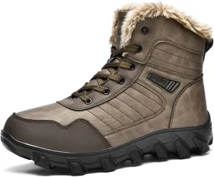 Mens Boots Thick plush warm snow boots, anti-skid and waterproof men's outdoor high top boots, hiking tactical boots, winter work shoes
