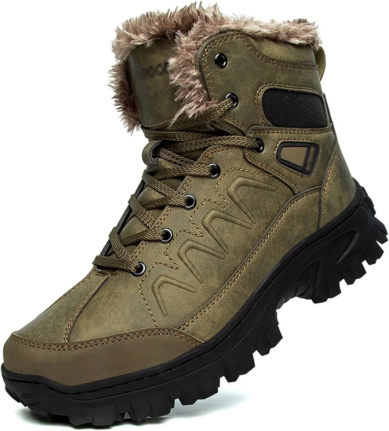 Mens Boots Winter men's boots Super warm fur men's snow boots Outdoor anti-skid rubber hiking boots Waterproof men's ankle boots