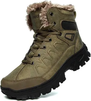 Mens Boots Winter men's boots Super warm fur men's snow boots Outdoor anti-skid rubber hiking boots Waterproof men's ankle boots
