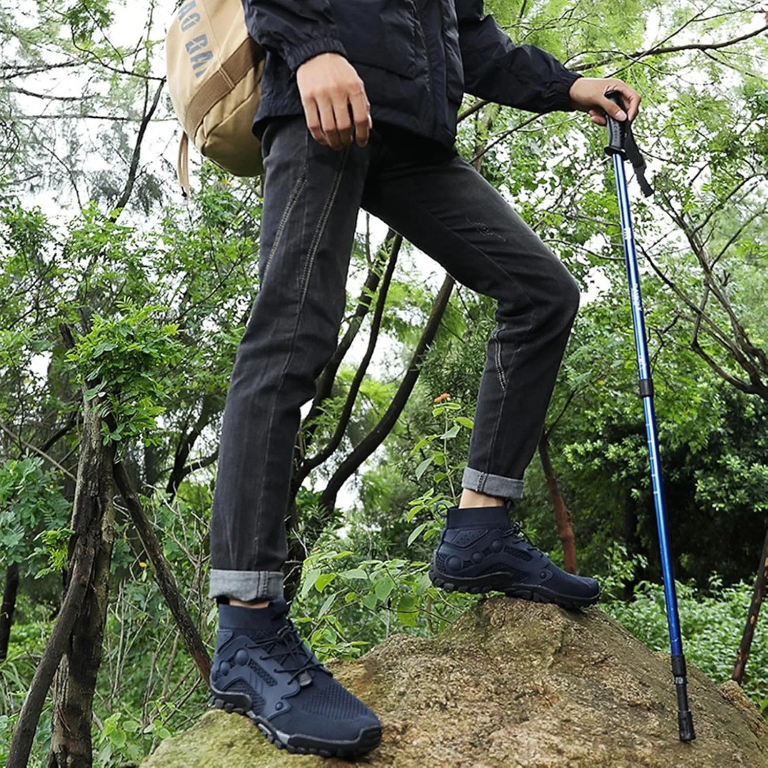 Men's Breathable Outdoor High Rise Hiking Shoes Non-Slip Adventure Ankle Trekking Boots
