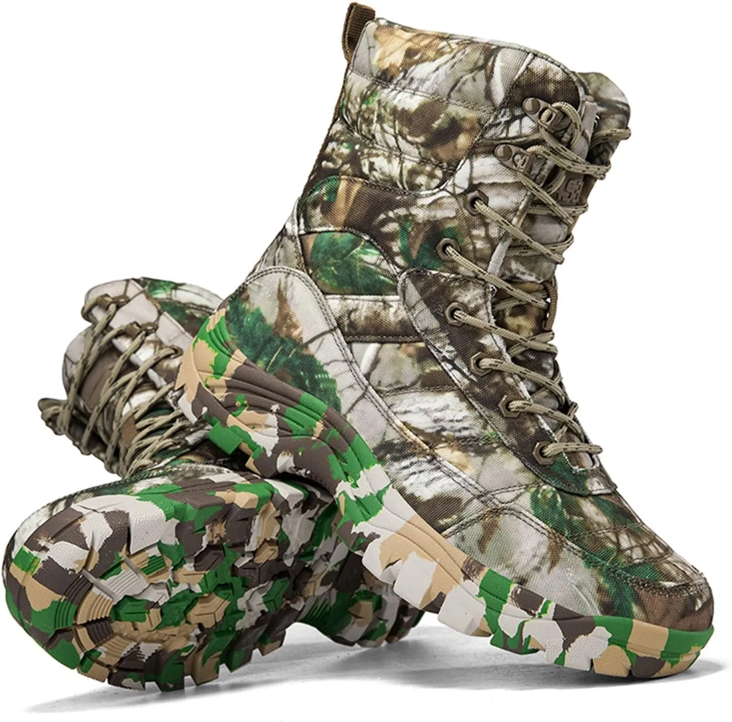 Mens Camo Tactical Combat Boots  Lightweight, Waterproof Hunting & Military Boots With Non-Slip Sole for Outdoor, Hiking & Work