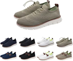 Men's Casual Loafers Knit Mesh Breathable Walking Shoes,Lightweight Lace Up Arch Support Jogging Sneakers,Non-Slip Soft Sole Comfortable Shoes for Summer Outdoor Travel