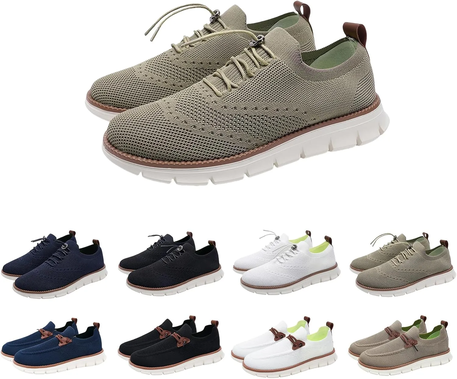 Men's Casual Loafers Knit Mesh Breathable Walking Shoes,Lightweight Lace Up Arch Support Jogging Sneakers,Non-Slip Soft Sole Comfortable Shoes for Summer Outdoor Travel