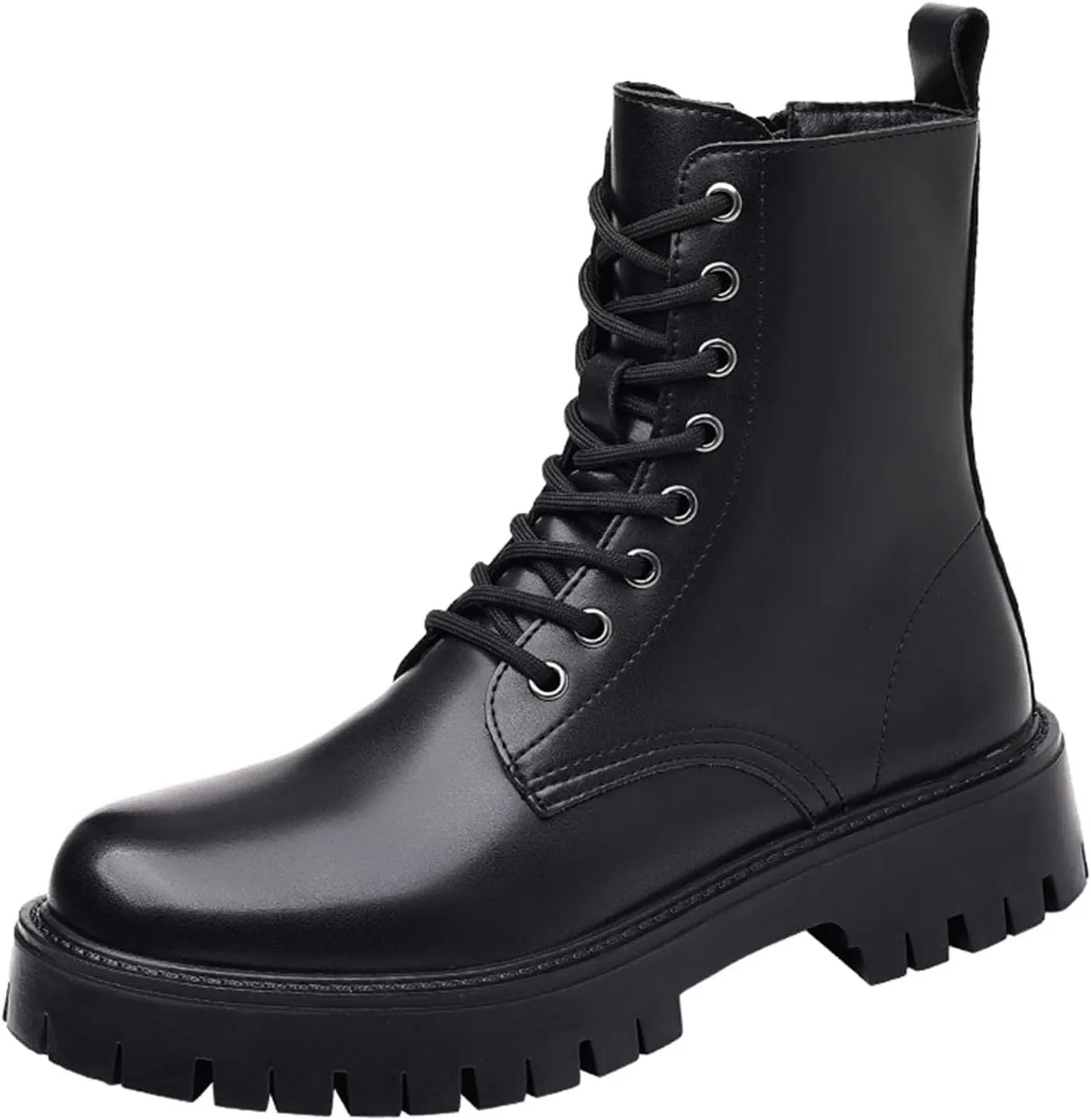 Men's Chukka Boots Fashion Motorcycle Boots Leather Platform Lug Sole Ankle Boots Side Zipper Combat Boots For Men
