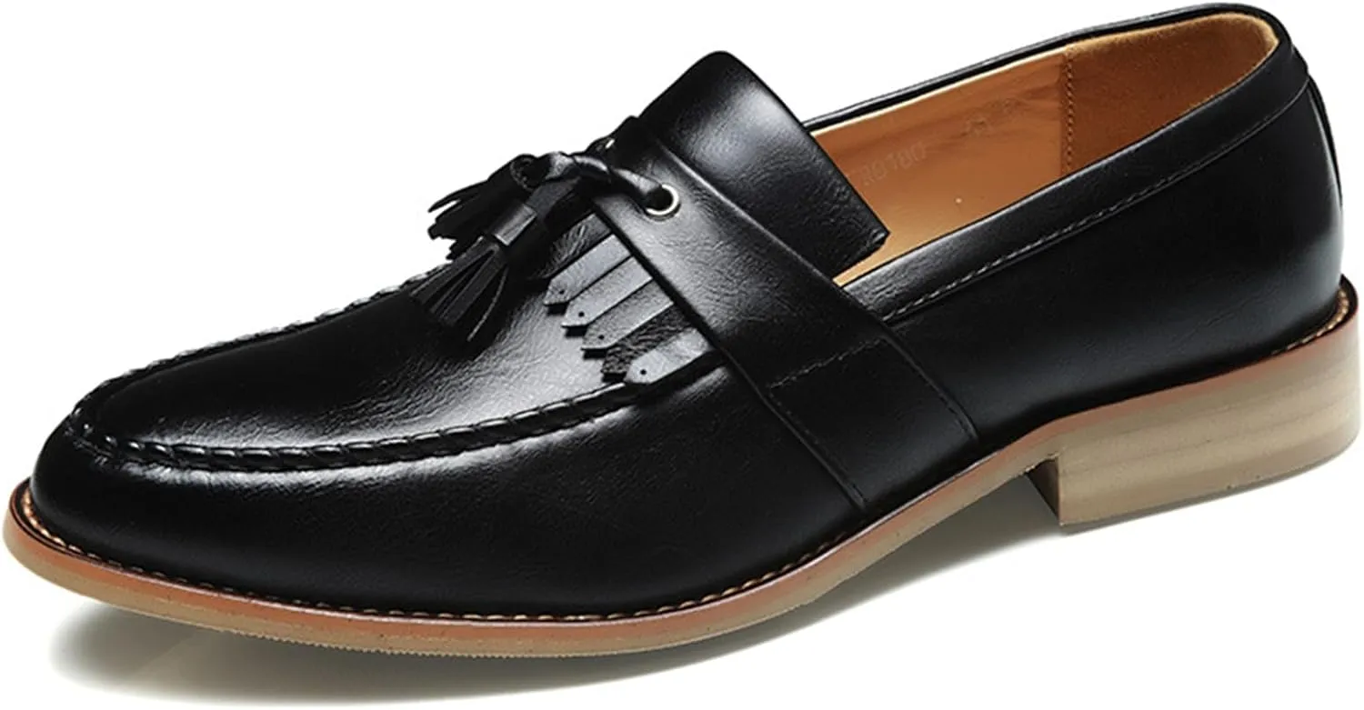 Men's Classic Dress Loafers Comfort Slip-on Fashion Leather Penny Loafer with Tassel Business Casual Shoes