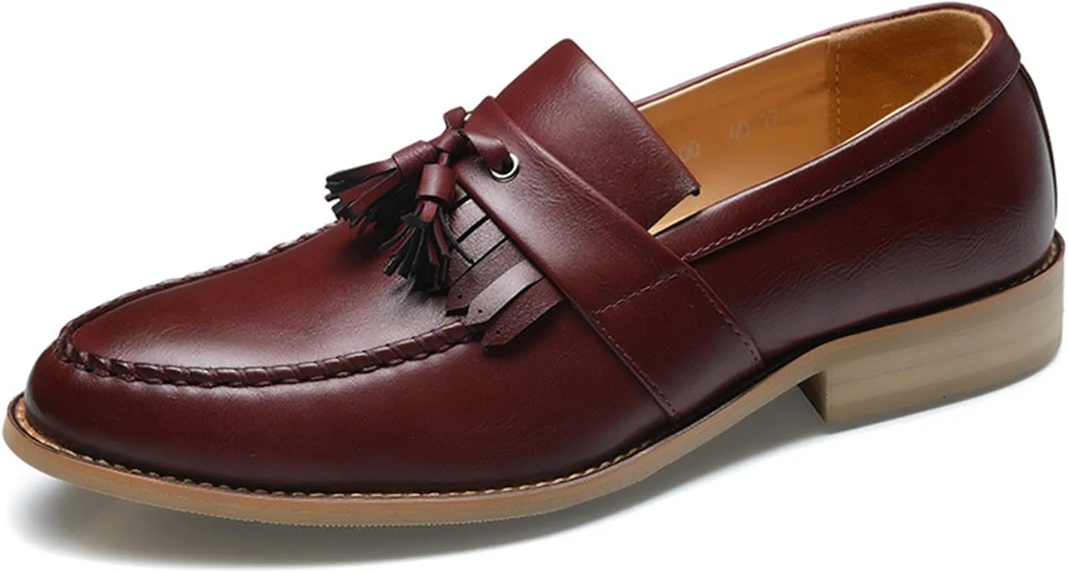 Men's Classic Dress Loafers Comfort Slip-on Fashion Leather Penny Loafer with Tassel Business Casual Shoes