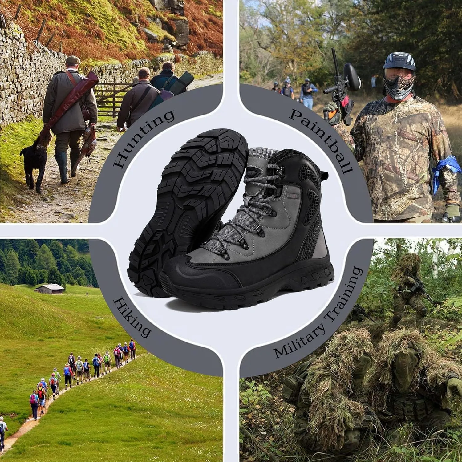 Men's Combat Tactical Hiking Boots | All-Terrain, Waterproof, Non-Slip for Hunting, Work and Outdoor