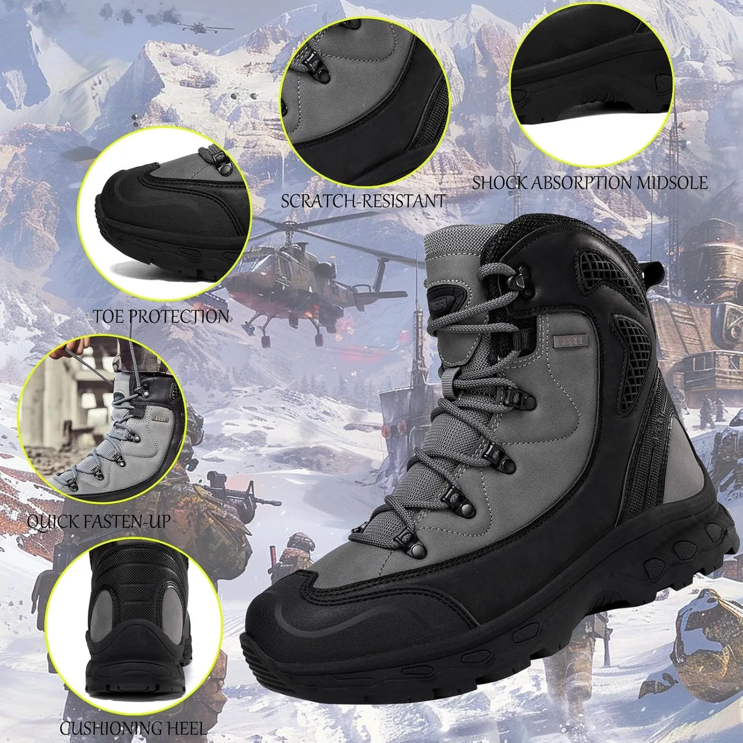 Men's Combat Tactical Hiking Boots | All-Terrain, Waterproof, Non-Slip for Hunting, Work and Outdoor