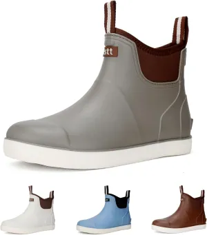 Men??s Deck Boots, Waterproof Men High Traction Fishing Boots, Lightweight Garden Rain Boots, Rubber Boots for Work Ankle, Durable Water Shoes for Boat