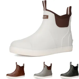 Men??s Deck Boots, Waterproof Men High Traction Fishing Boots, Lightweight Garden Rain Boots, Rubber Boots for Work Ankle, Durable Water Shoes for Boat