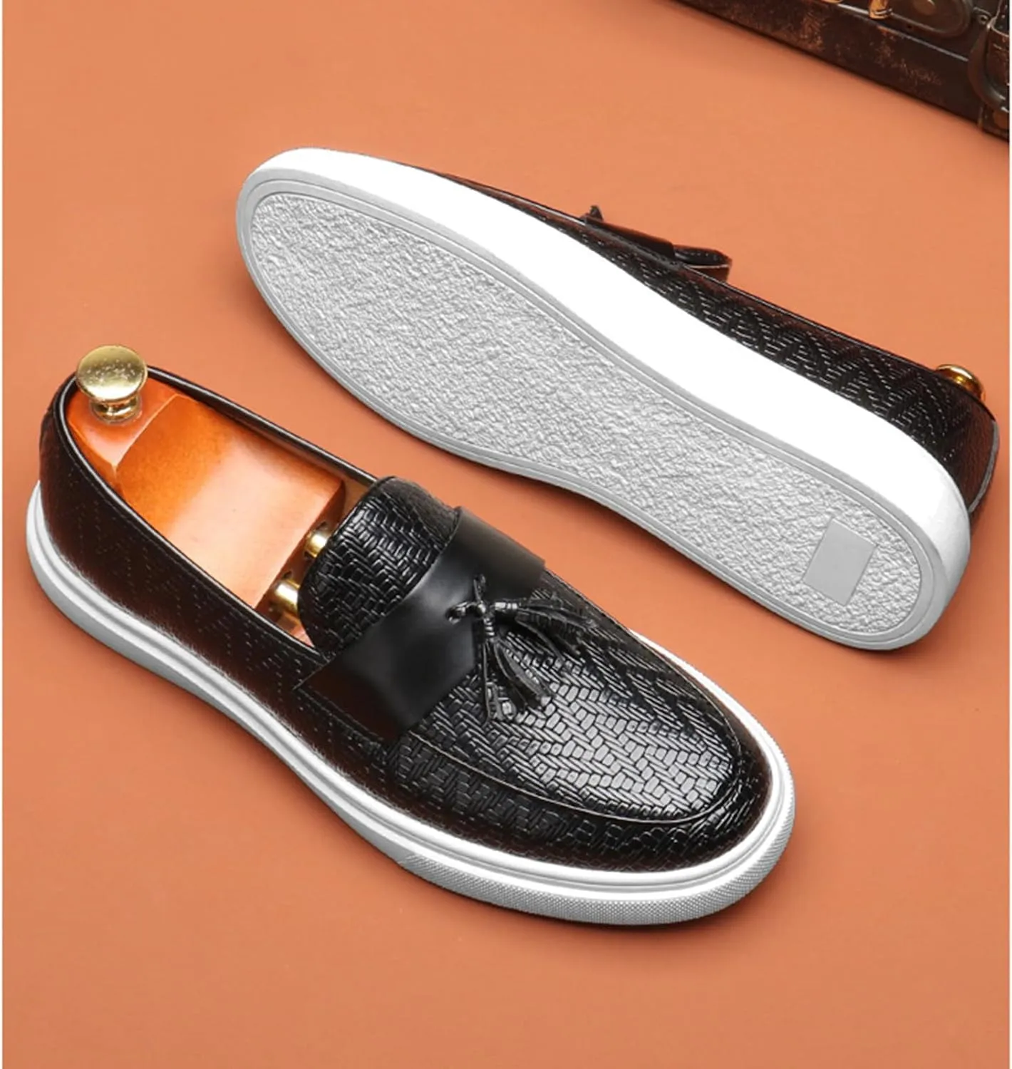 Men's Dress Penny Loafers, Mens Business Formal Leather Loafer Shoes, Casual Stylish Slip on Wedding Shoe for Men