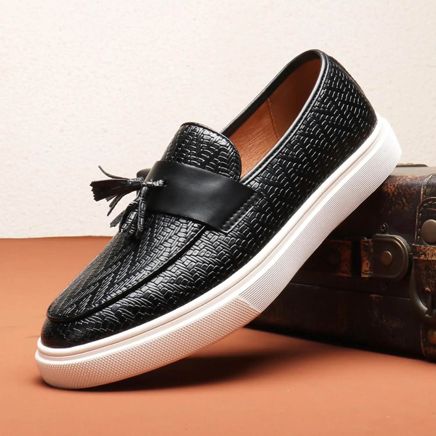 Men's Dress Penny Loafers, Mens Business Formal Leather Loafer Shoes, Casual Stylish Slip on Wedding Shoe for Men