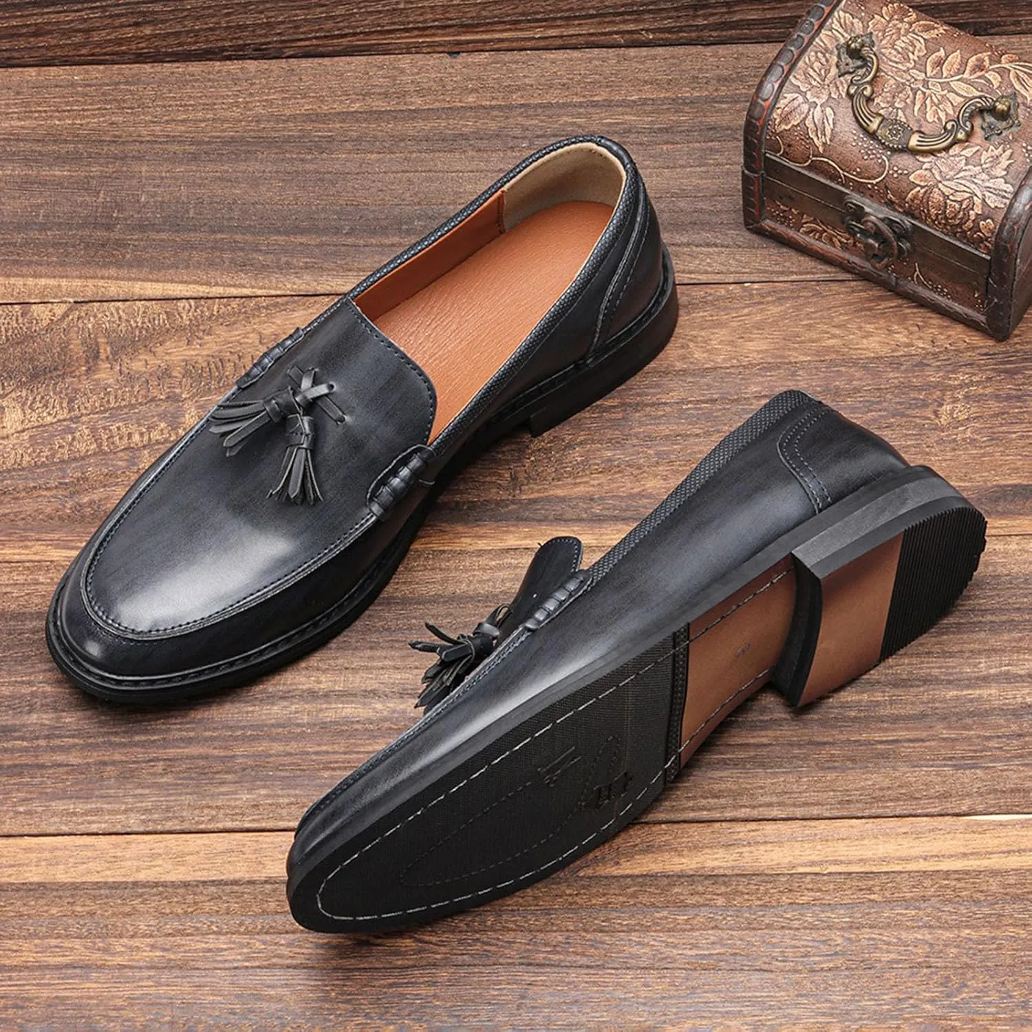 Men's Dress Shoes Slip-On Loafers Formal Leather Shoes for Men