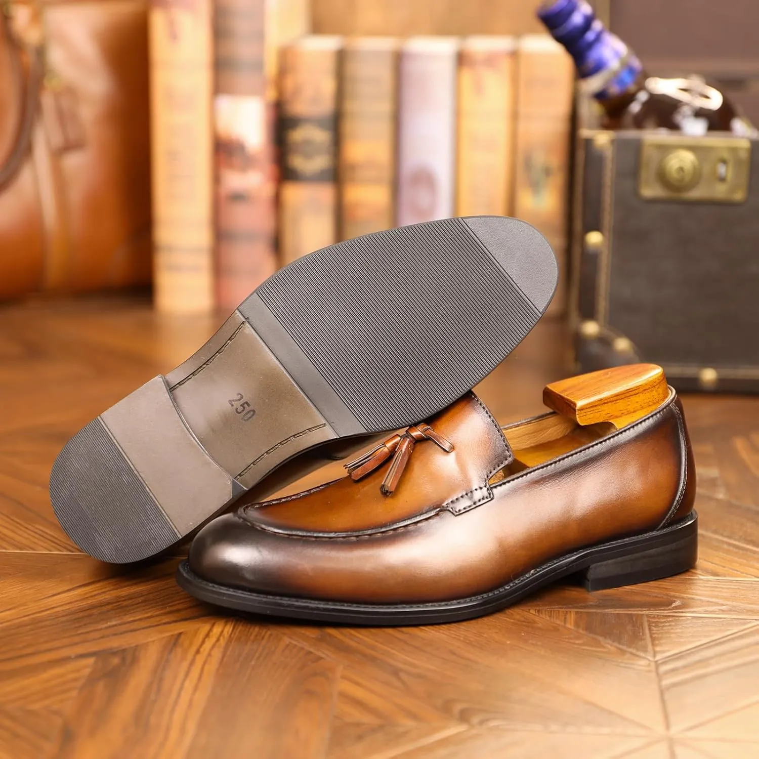 Men's Genuine Leather Loafers, High-End Tassel Slip-On Shoes, Casual Business British Style