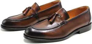 Men's Genuine Leather Loafers, High-End Tassel Slip-On Shoes, Casual Business British Style