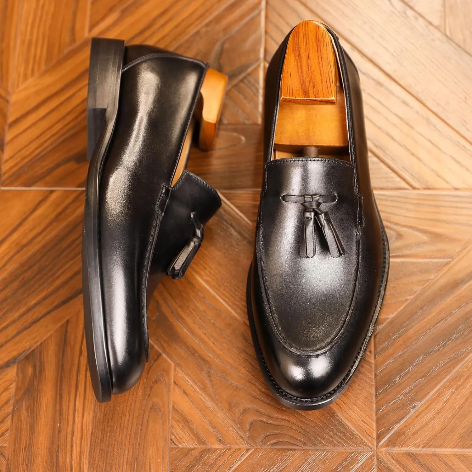 Men's Genuine Leather Loafers, High-End Tassel Slip-On Shoes, Casual Business British Style