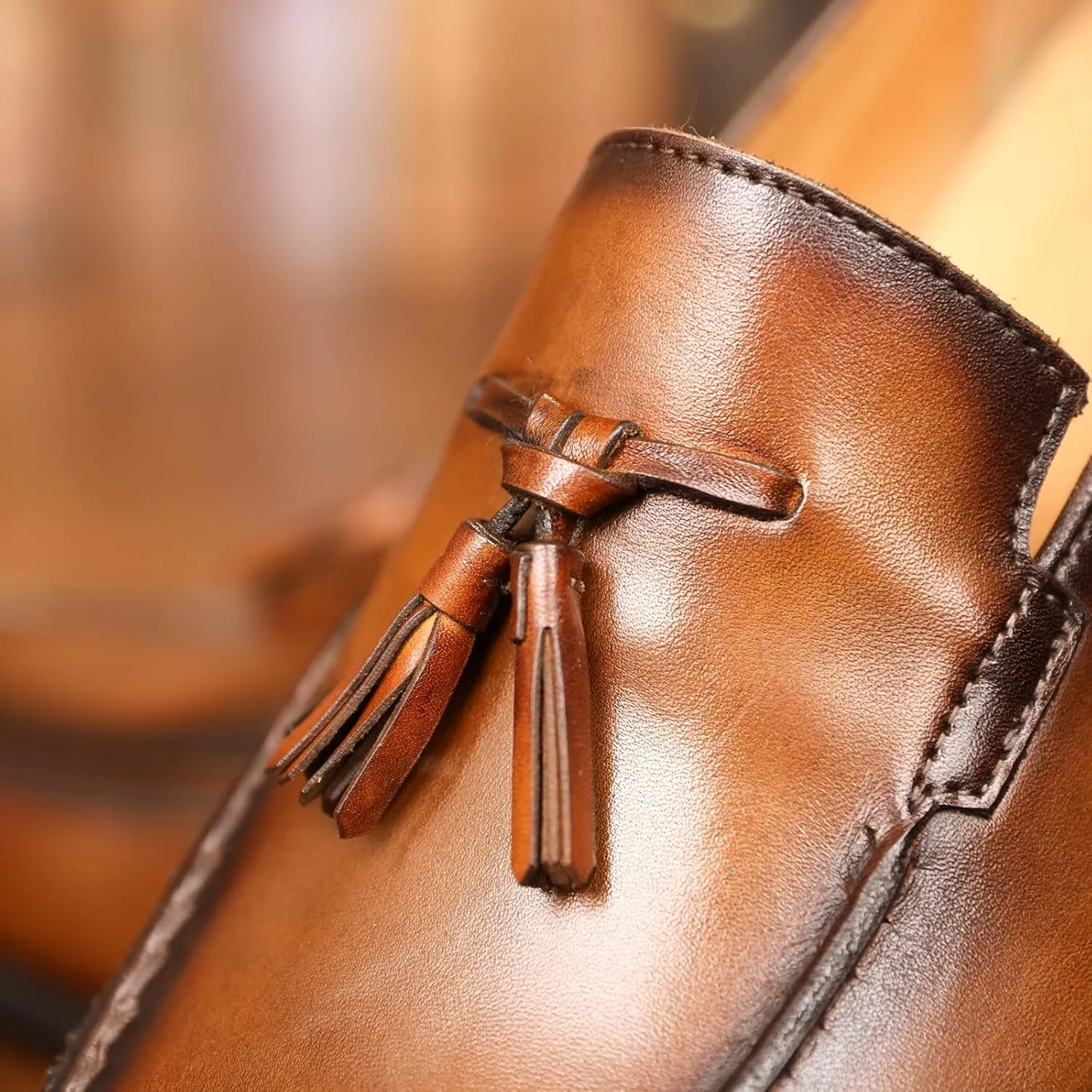 Men's Genuine Leather Loafers, High-End Tassel Slip-On Shoes, Casual Business British Style