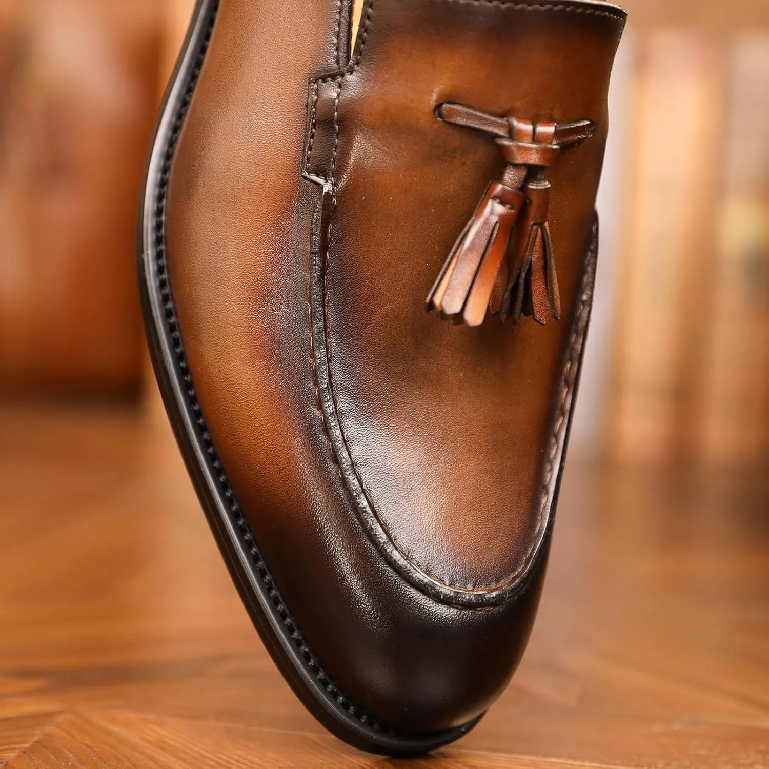 Men's Genuine Leather Loafers, High-End Tassel Slip-On Shoes, Casual Business British Style