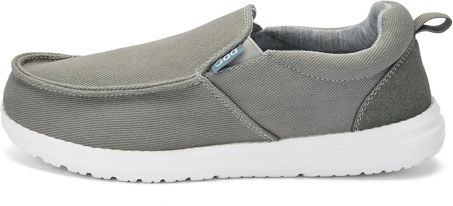 Mens Hands Free Slip-on Loafers Shoes Wide Width Casual Canvas Loafers Shoes Mens Boat Shoes Lightweight Non-Slip Walking Shoes Soft Sneakers