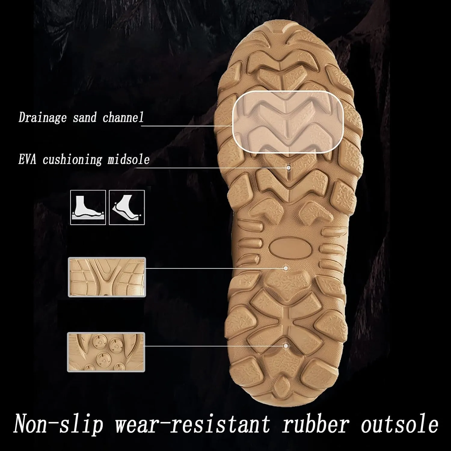 Men's High-top Desert Tactical Boots, Comfort Breathable Durable Rubber Sole Military Work and Hiking Shoes, for Outdoor Comfort Lace Up Zipper Men's Shoes