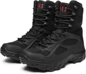 Men's High-top Desert Tactical Boots, Comfort Breathable Durable Rubber Sole Military Work and Hiking Shoes, for Outdoor Comfort Lace Up Zipper Men's Shoes