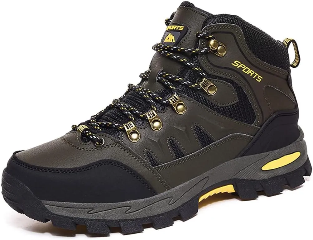 Mens Hiking Boots Non-Slip Outdoor Mid Top Ankle Boot Breathable Hiker Camping Trekking Shoes