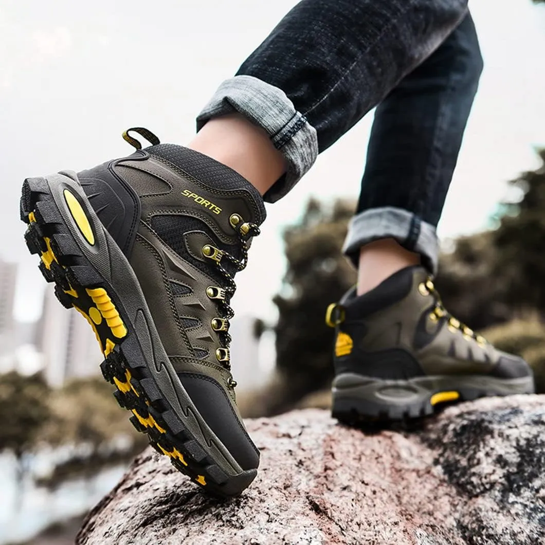Mens Hiking Boots Non-Slip Outdoor Mid Top Ankle Boot Breathable Hiker Camping Trekking Shoes
