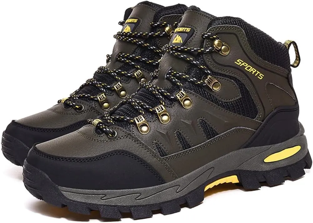 Mens Hiking Boots Non-Slip Outdoor Mid Top Ankle Boot Breathable Hiker Camping Trekking Shoes