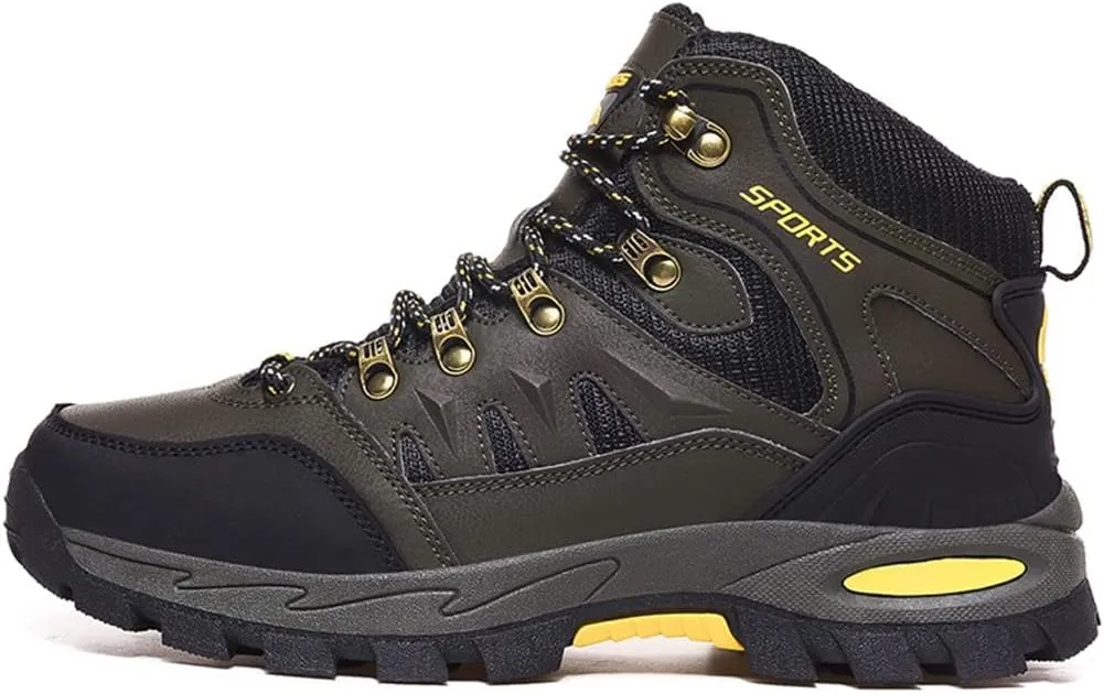 Mens Hiking Boots Non-Slip Outdoor Mid Top Ankle Boot Breathable Hiker Camping Trekking Shoes