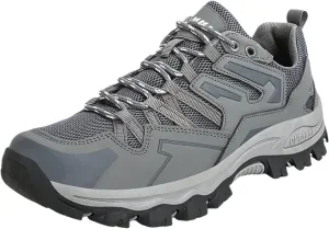 Mens Hiking Boots Outdoor Ankle Booties Leather Walking Lace Up Lightweight Trekking Shoes Breathable Work Walking Trekking