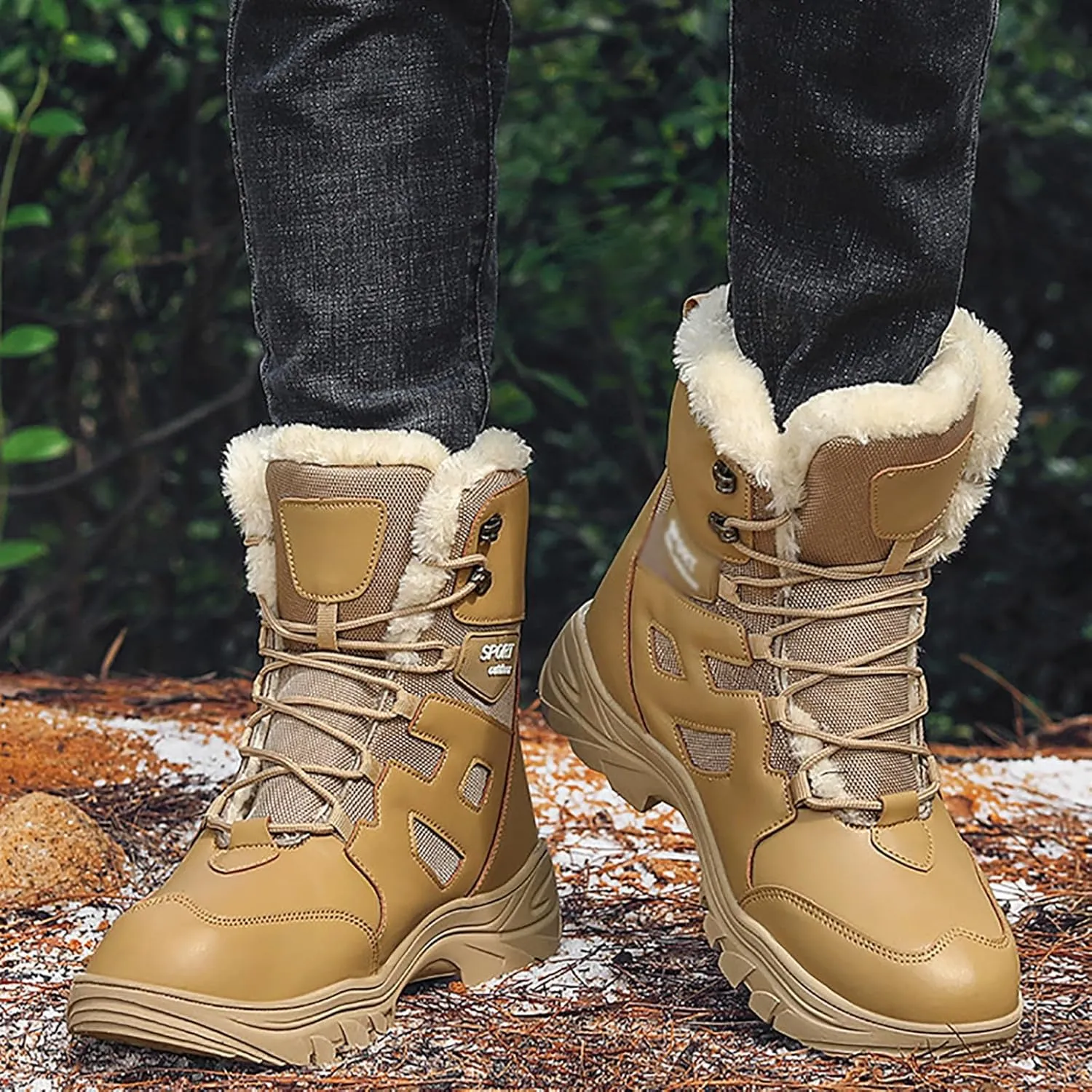 Men's Lace Up Breathable High Top Boots Waterproof Tactical Boots Military Army Outdoor Shoes For Hiking Climbing
