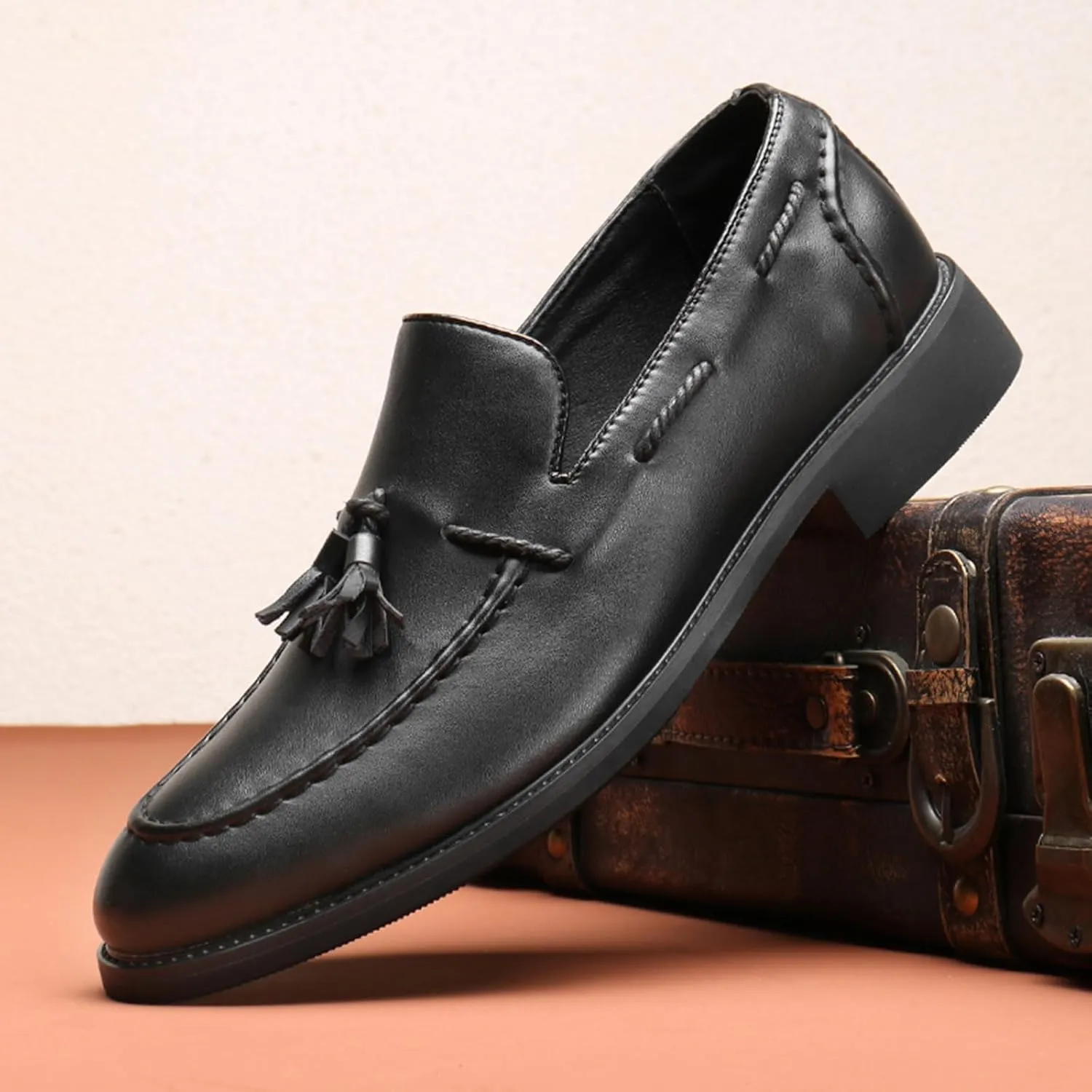 Mens Loafers Slip-On Dress Shoes Tassel Driving Shoes Classic Tuxedo Shoes Casual Oxford Shoes
