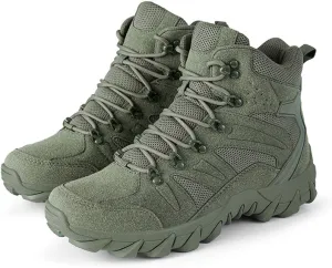 Men'S Military Tactical Chukka Boots Suede Comfortable, Lightweight Breathable Anti-Slip Platform Leather Military Work Combat Boots Outdoor Boots For Hiking Motorcycle Climbing