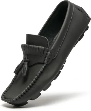 Men's Penny Loafers Slip On Moccasion Shoes Cattle Nubuck Leather Tassel Flat Casual Shoes