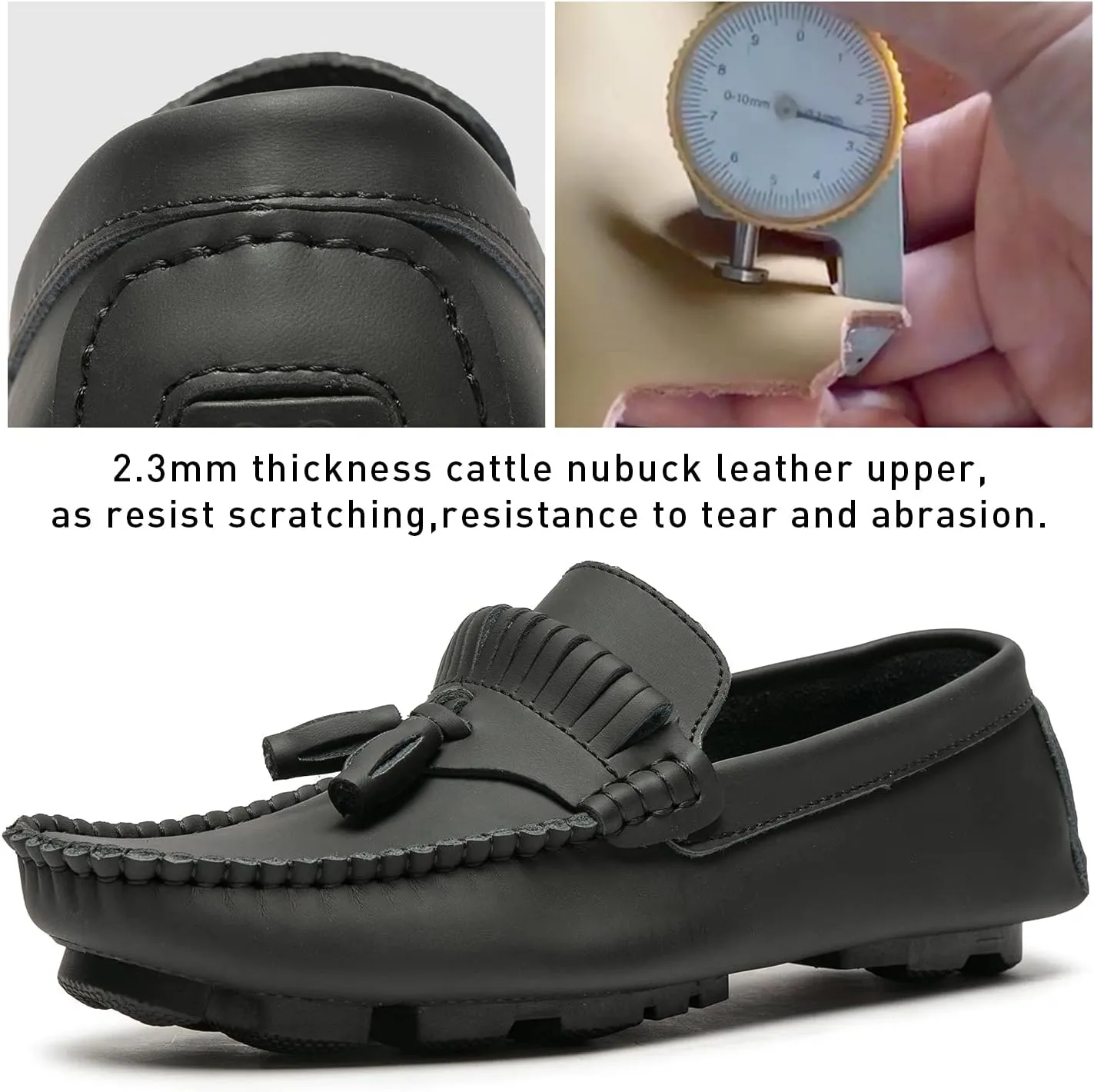 Men's Penny Loafers Slip On Moccasion Shoes Cattle Nubuck Leather Tassel Flat Casual Shoes