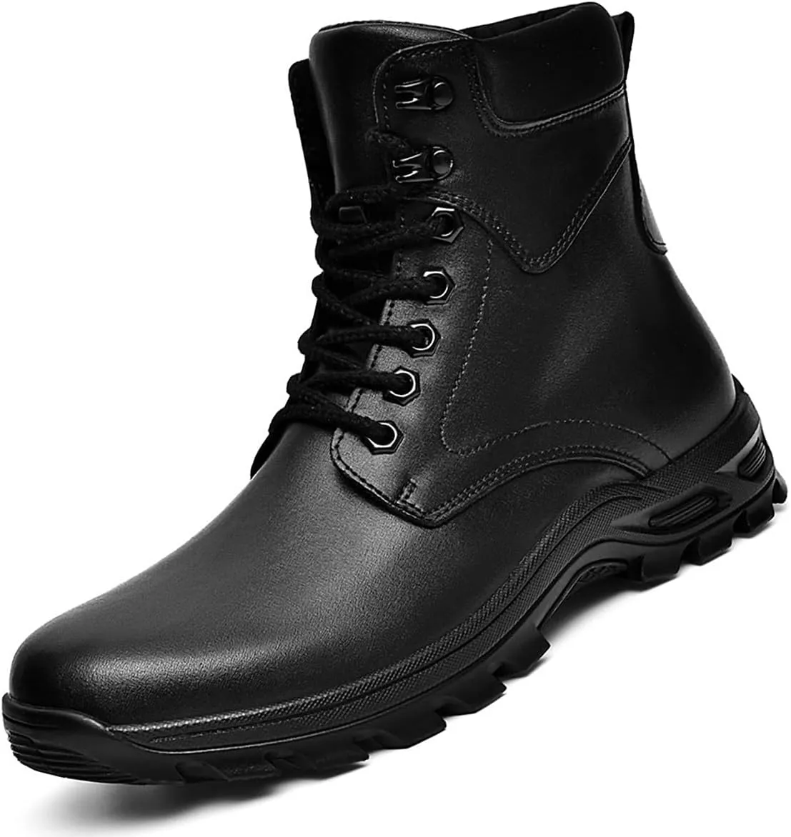 Men's Retro Leather Lace-Up Work chukka Ankle Boots Outdoor Waterproof Non-Slip Hiking Combat Boots Comfort High Top Rubber Sole Casual Fashion Dress Oxford Boots
