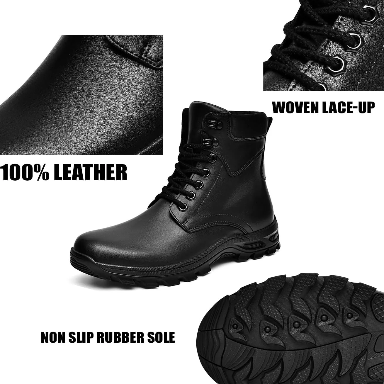 Men's Retro Leather Lace-Up Work chukka Ankle Boots Outdoor Waterproof Non-Slip Hiking Combat Boots Comfort High Top Rubber Sole Casual Fashion Dress Oxford Boots