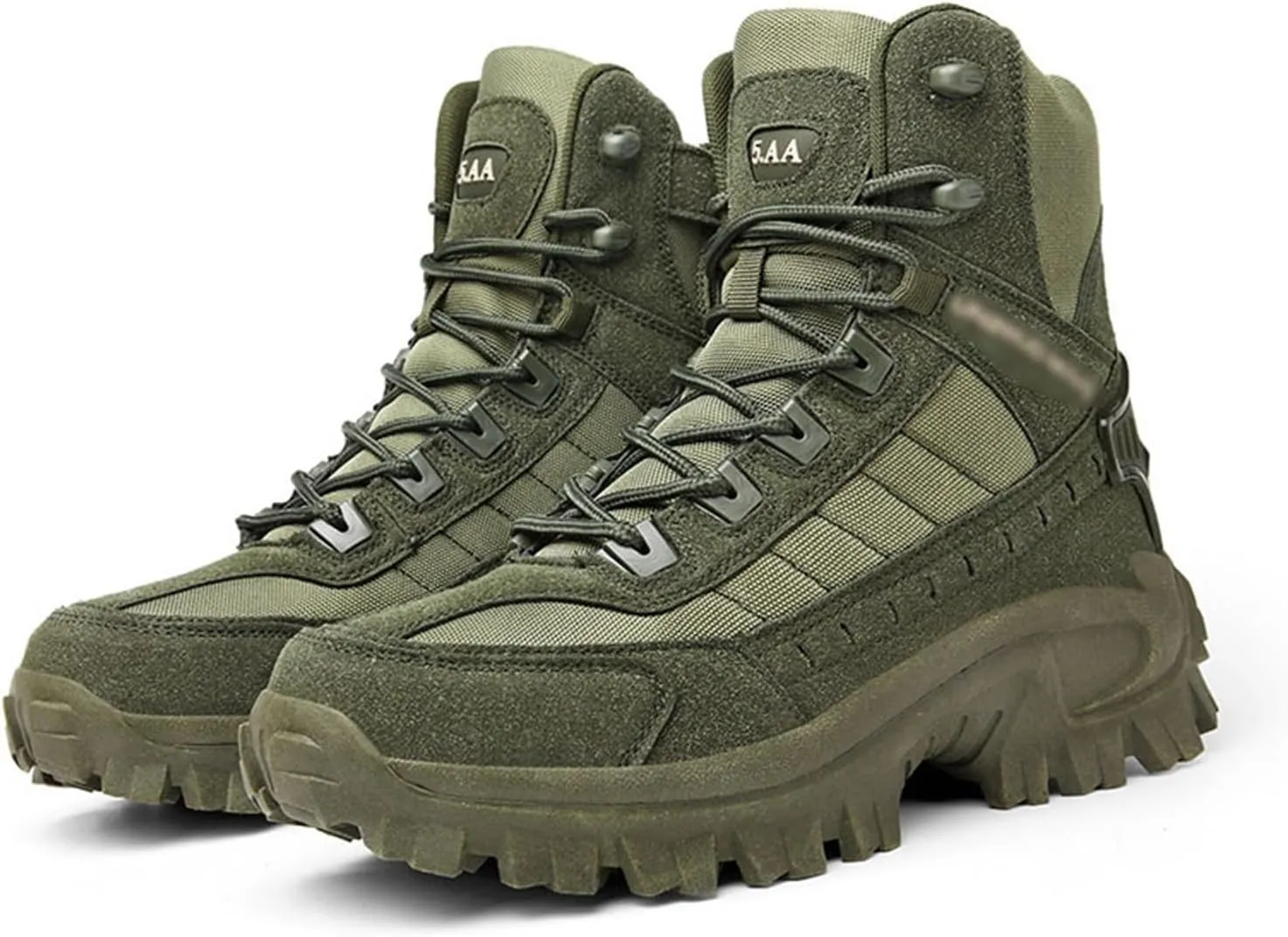 Mens Side Zipper Hiking Outdoor Tactical Boots, Mens Lace Up Breathable High Top Side Zipper Paste Tactical Boots, Comfortable Stylish Waterproof Non Slip Lace Up Army Boots