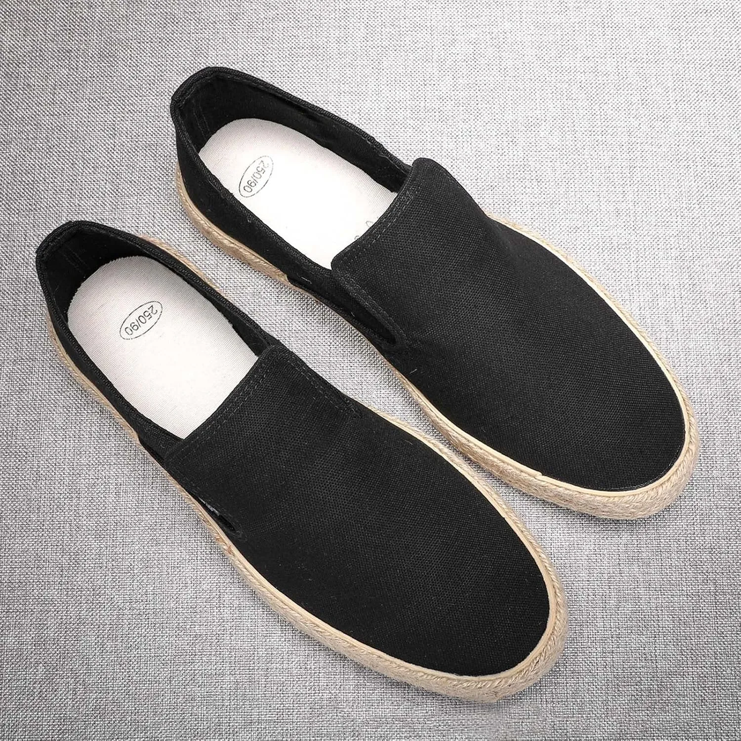 Mens Slip On Sneakers Comfortable Wide Width Espadrilles Casual Sneakers Breathable Lightweight Canvas Sport Shoes Flat Walking Shoes