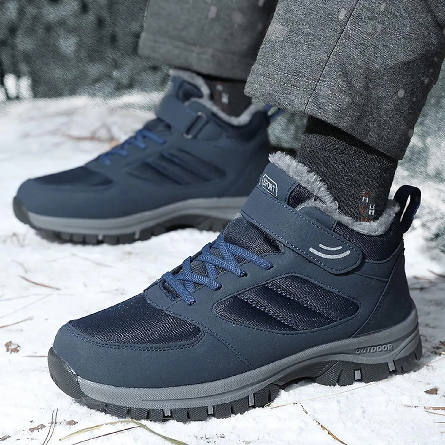 Mens Snow Boots, Waterproof Boots Fleece Short Rain Boots Fur Lined Short Ankle Booties Winter Shoes for Women 2024