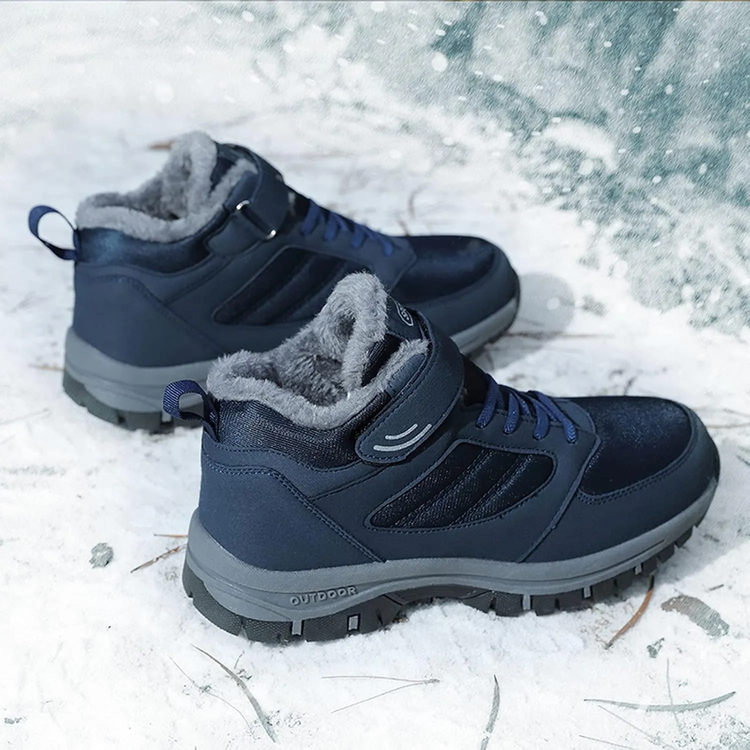 Mens Snow Boots, Waterproof Boots Fleece Short Rain Boots Fur Lined Short Ankle Booties Winter Shoes for Women 2024