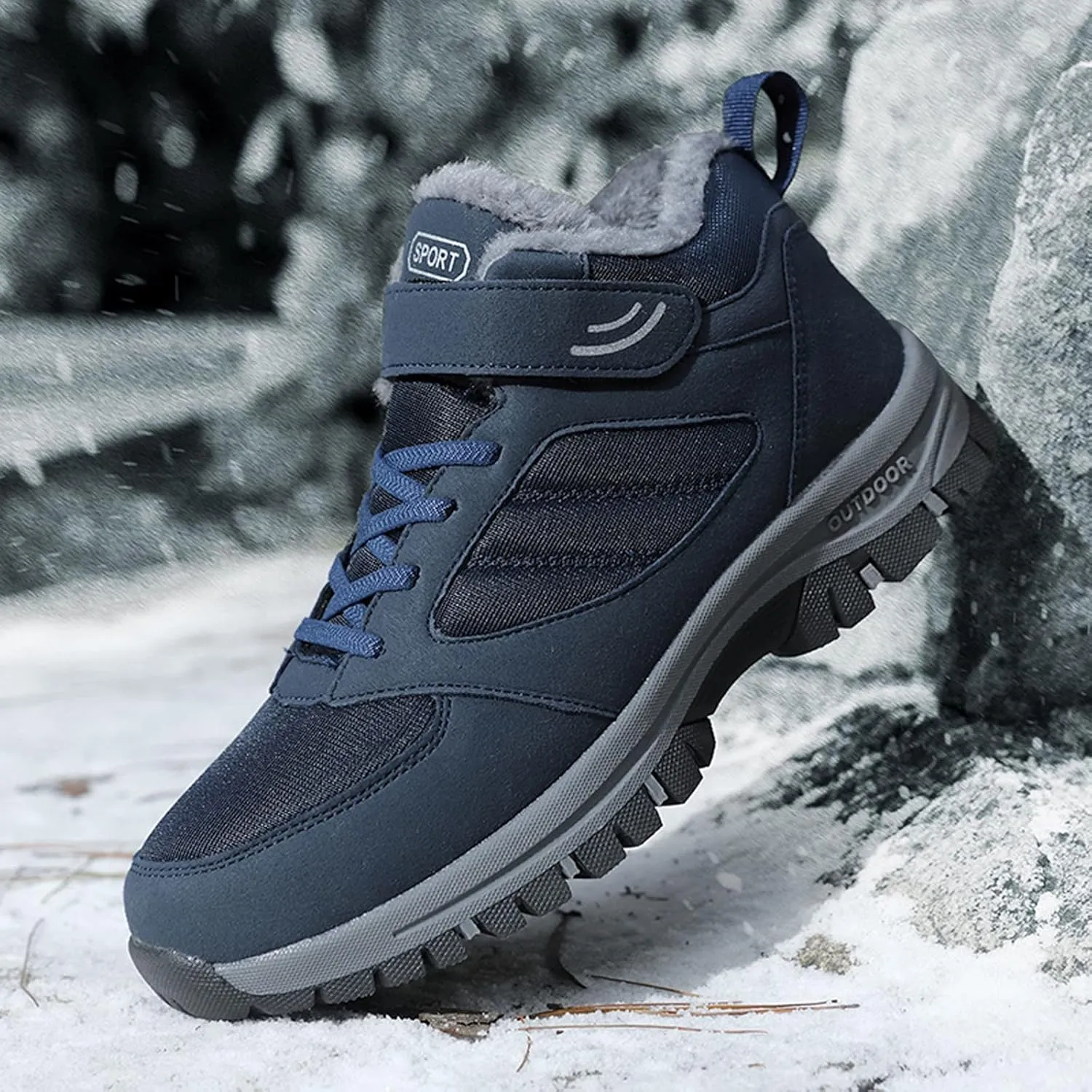 Mens Snow Boots, Waterproof Boots Fleece Short Rain Boots Fur Lined Short Ankle Booties Winter Shoes for Women 2024