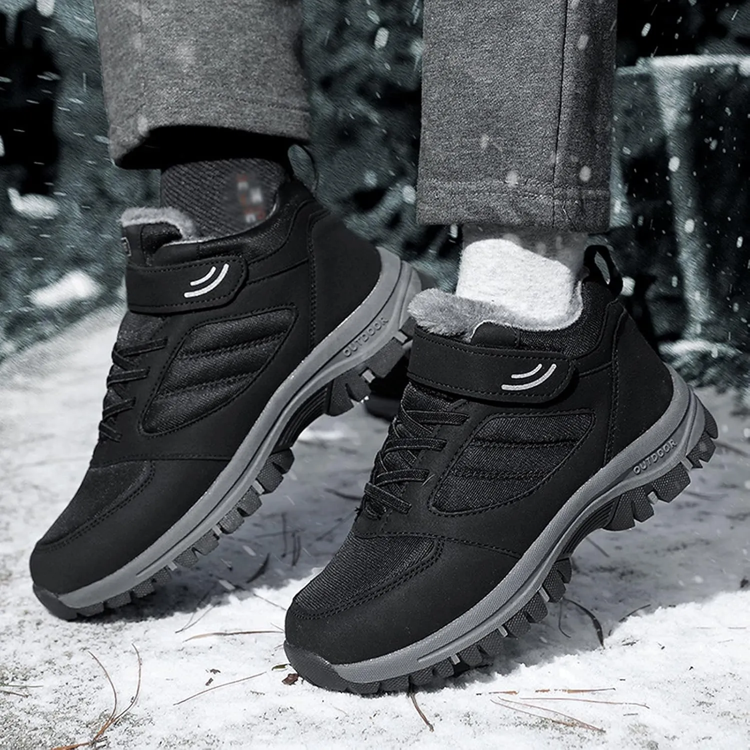 Mens Snow Boots, Waterproof Boots Fleece Short Rain Boots Fur Lined Short Ankle Booties Winter Shoes for Women 2024