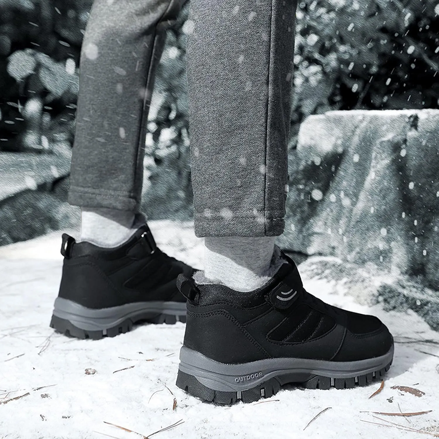 Mens Snow Boots, Waterproof Boots Fleece Short Rain Boots Fur Lined Short Ankle Booties Winter Shoes for Women 2024