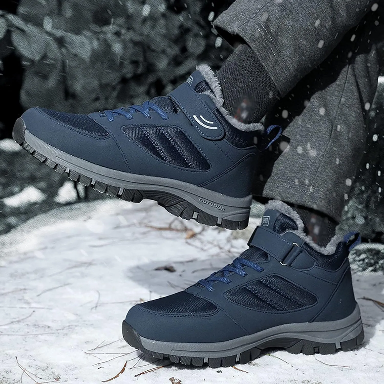 Mens Snow Boots, Waterproof Boots Fleece Short Rain Boots Fur Lined Short Ankle Booties Winter Shoes for Women 2024